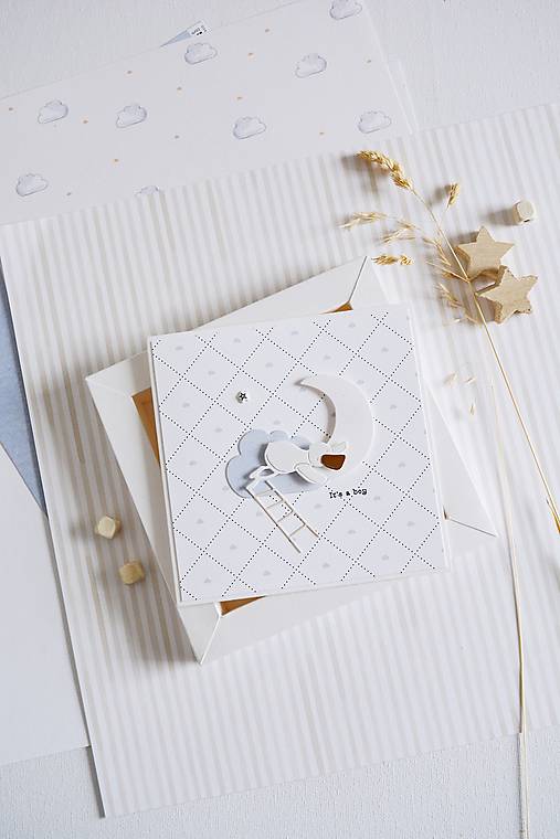 Papiernictvo - Gratulačný pozdrav pre bábätko - spiaci káčer/modrá - 18194563_