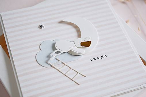 Papiernictvo - Gratulačný pozdrav pre bábätko - spiaci káčer/ružová - 18194566_