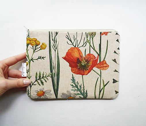 Taštičky - Taštička väčšia - Mak a kvety - 18193780_