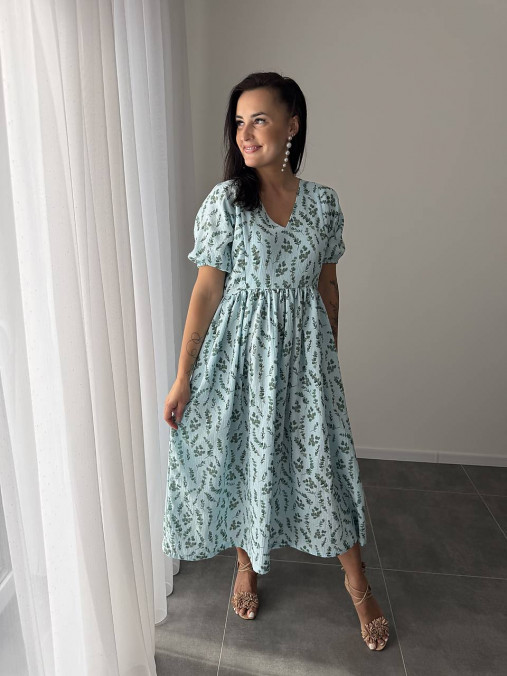 Šaty - Mušelínové maxi šaty "Boho Breeze" - mint leaves - 18192308_