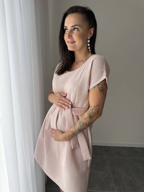 Oblečenie na dojčenie - Bavlnené šaty "Waffle" - baby pink - 18192394_