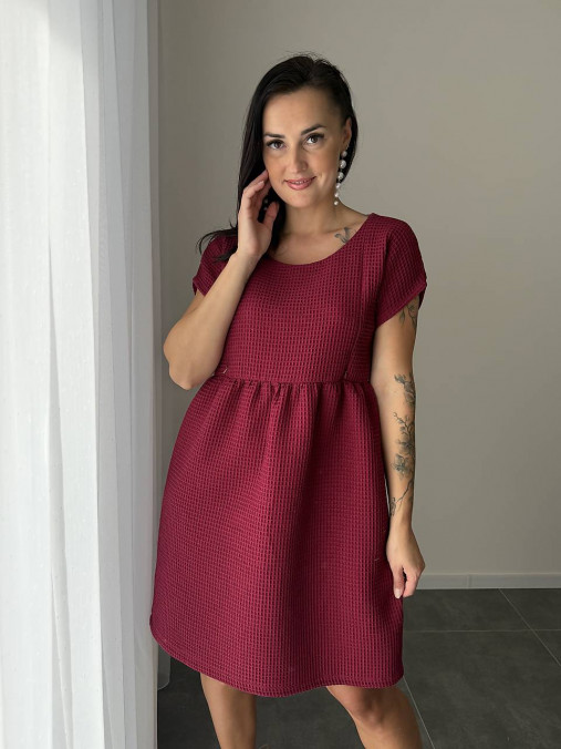 Šaty - Bavlnené šaty "Waffle" - berry - 18192425_