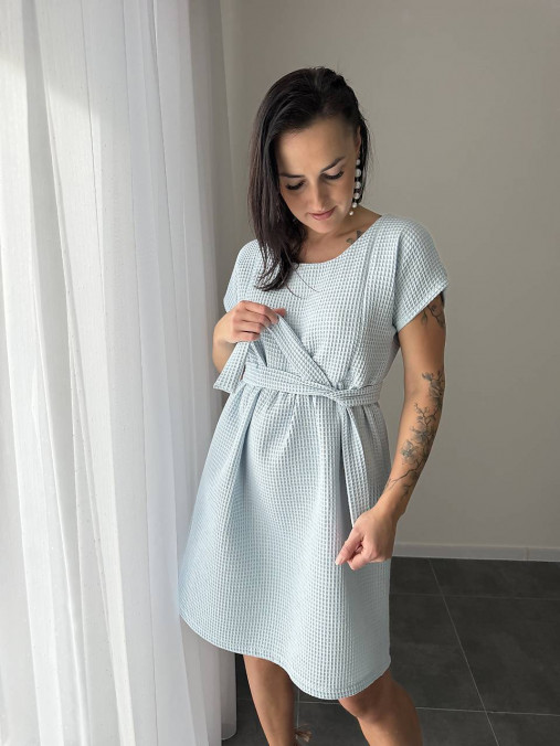 Šaty - Bavlnené šaty "Waffle" - baby blue - 18192431_