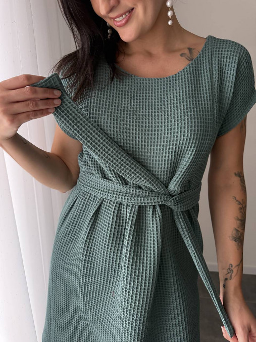 Šaty - Bavlnené šaty "Waffle" - cyan - 18192438_