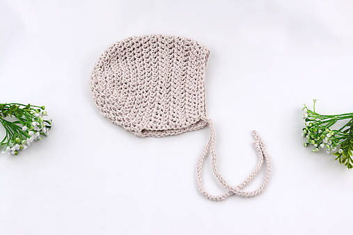 Detské čiapky - Béžový čepiec BAVLNA - 18193637_