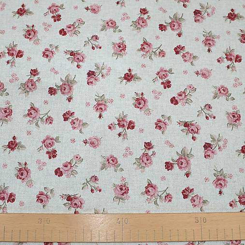 Textil - Výpredaj metráž 1,6m - bordo ružičky na režnej - 18194511_