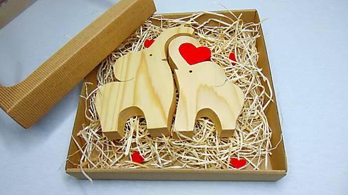 Dekorácie - Drevená skladačka – Sloní párik - 18193988_