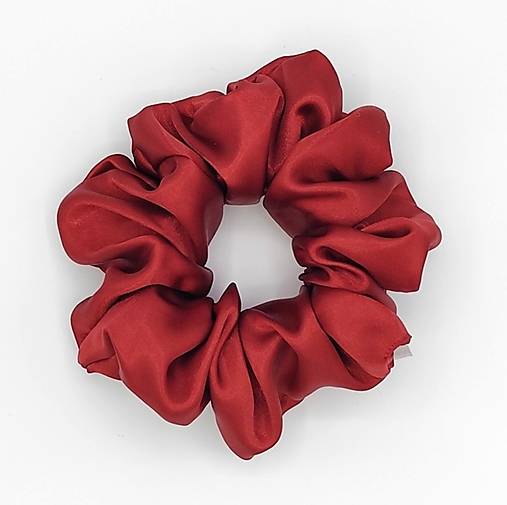 Ozdoby do vlasov - Saténová gumička červená tmavá XXL - 18193520_