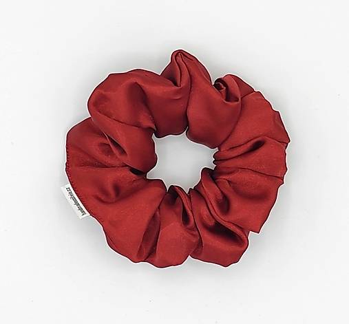 Ozdoby do vlasov - Saténová gumička červená tmavá L- klasik - 18193524_