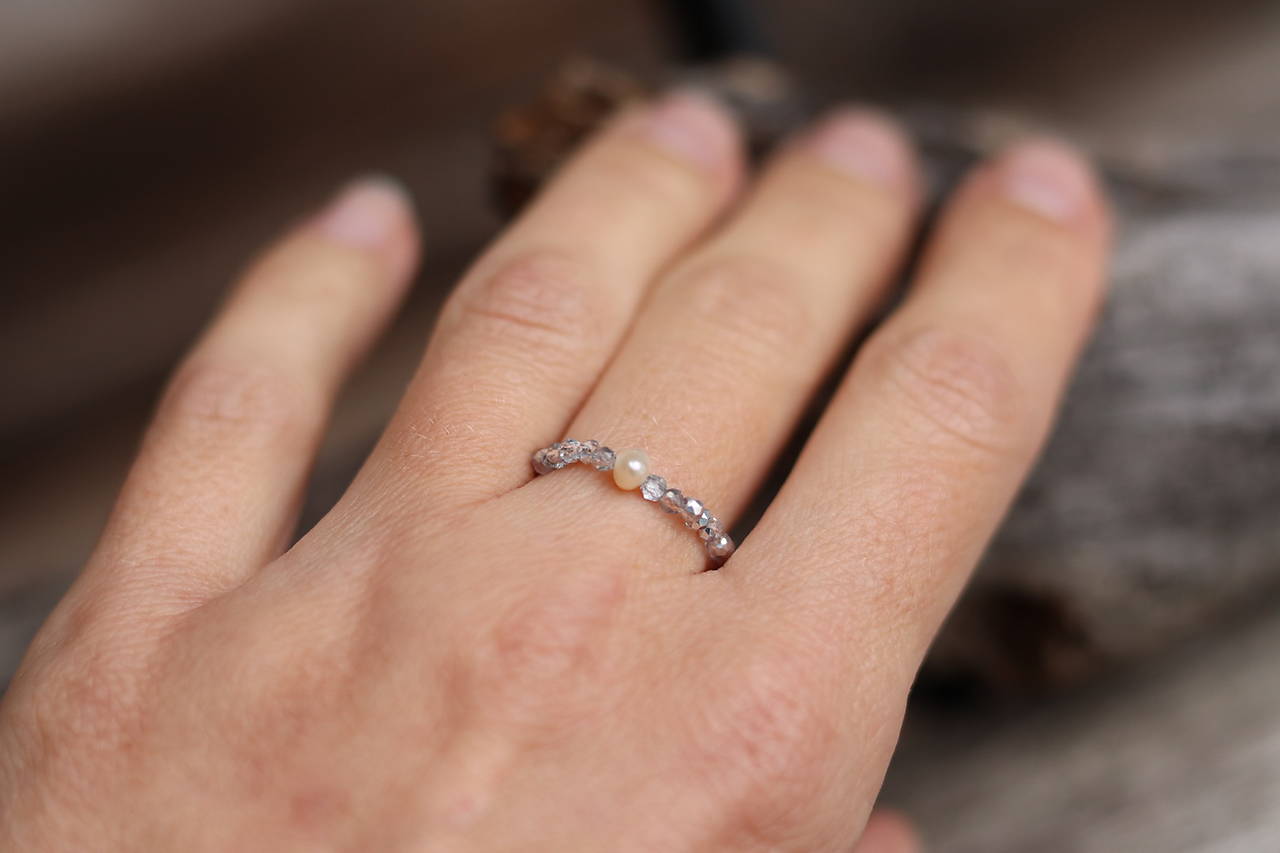 Prsteň krištáľ s perlou