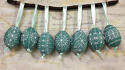 Dekorácie - KRASLICE /slepačie maľované vajíčka/ tyrkysové - 18194617_