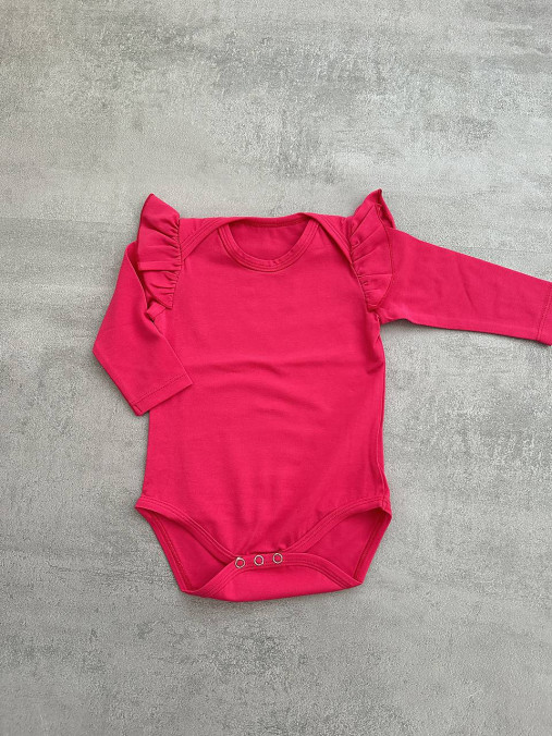 Detské oblečenie - Body s volanikmi cyklamen 80 - 18196555_