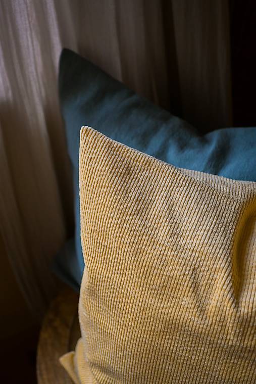 Úžitkový textil - Menčestrový poťah na vankúš - žltá - 18196183_