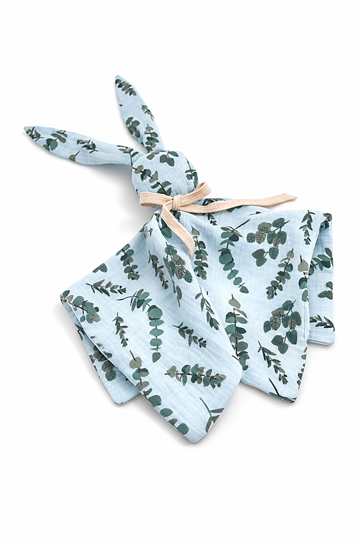 Hračky - Mušelínový mojkáčik - zajko - mint leaves - 18194884_
