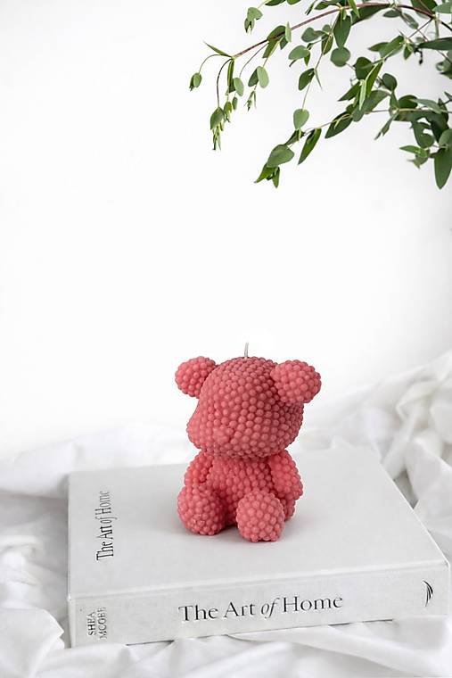 Guličkový Medvedík - sójová sviečka  (Ružová)