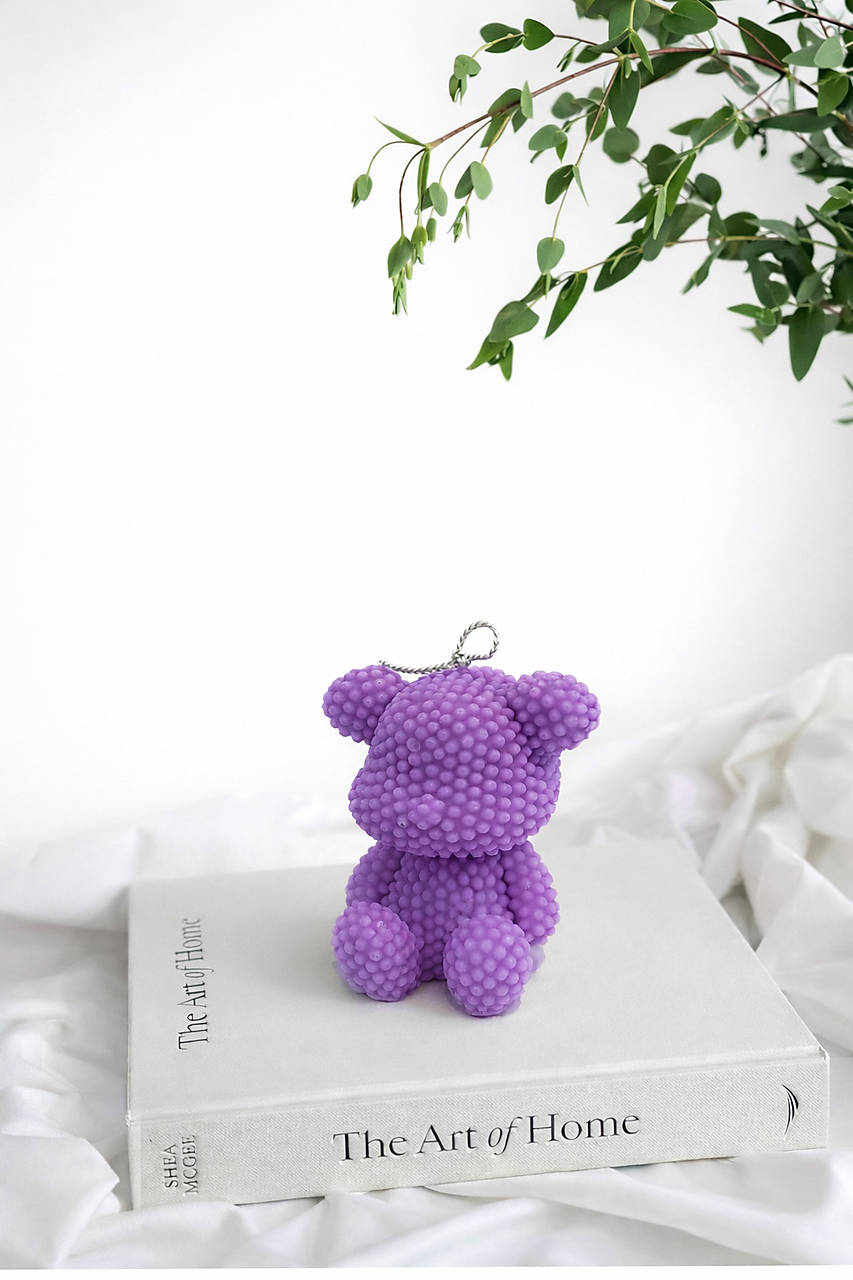 Guličkový Medvedík - sójová sviečka  (Fialová)