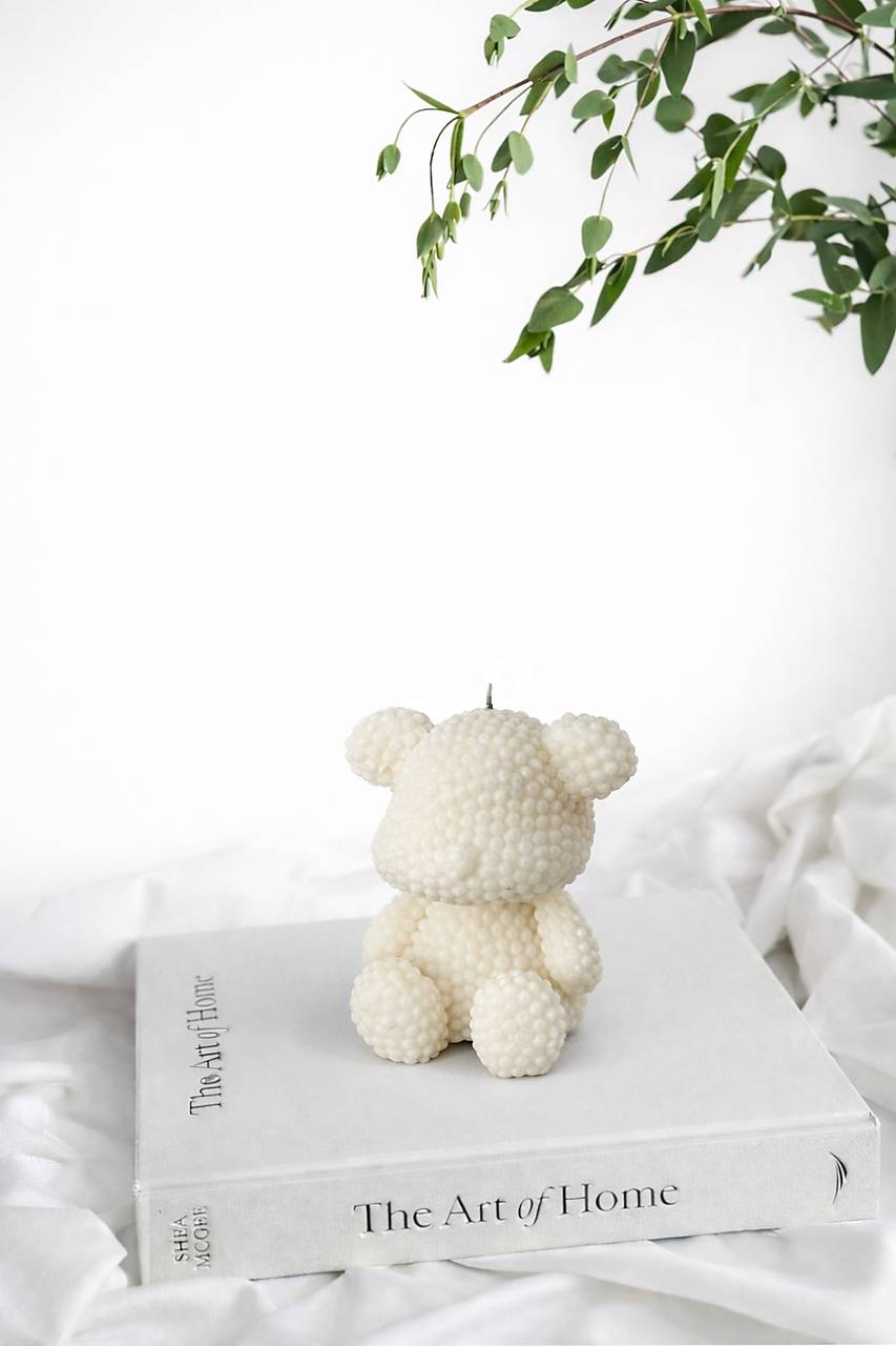 Guličkový Medvedík - sójová sviečka  (Biela)