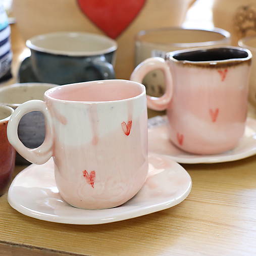 Hrnček srdiečkový s tanierikom 90 ml