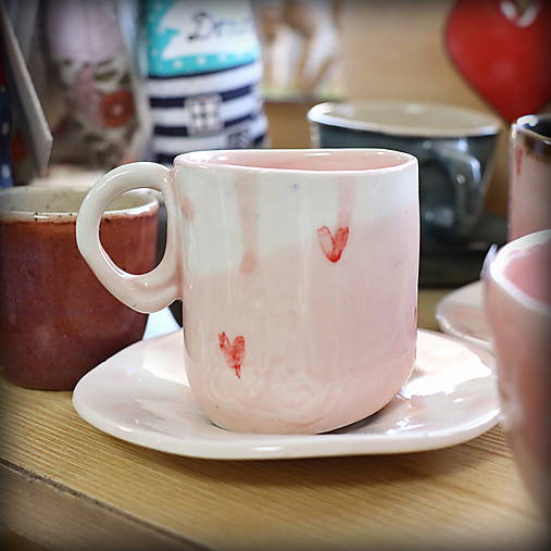 Hrnček srdiečkový s tanierikom 90 ml