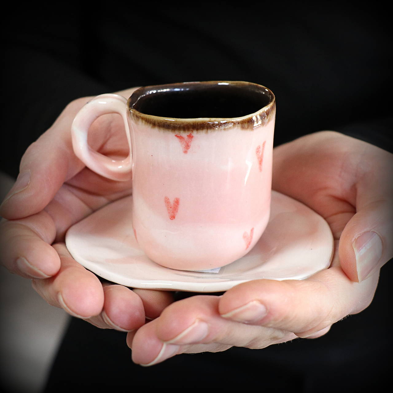 Hrnček srdiečkový s tanierikom 90 ml