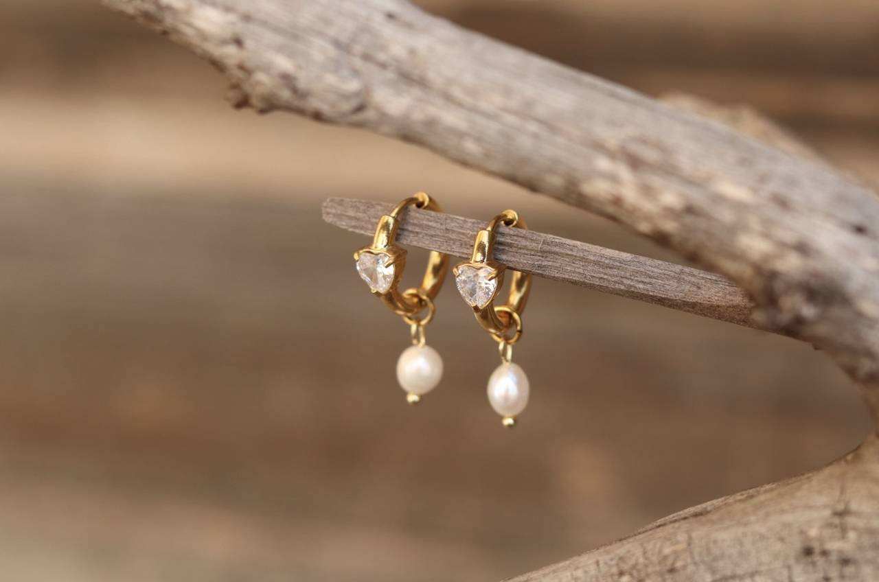 Náušnice kruhy s perlou