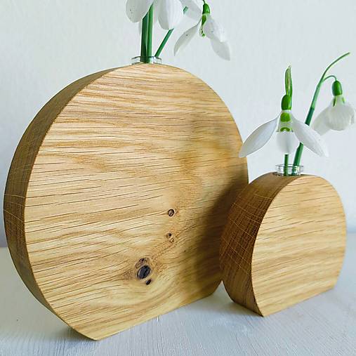 Dekorácie - Drevené dubové vázy Set - 18195758_