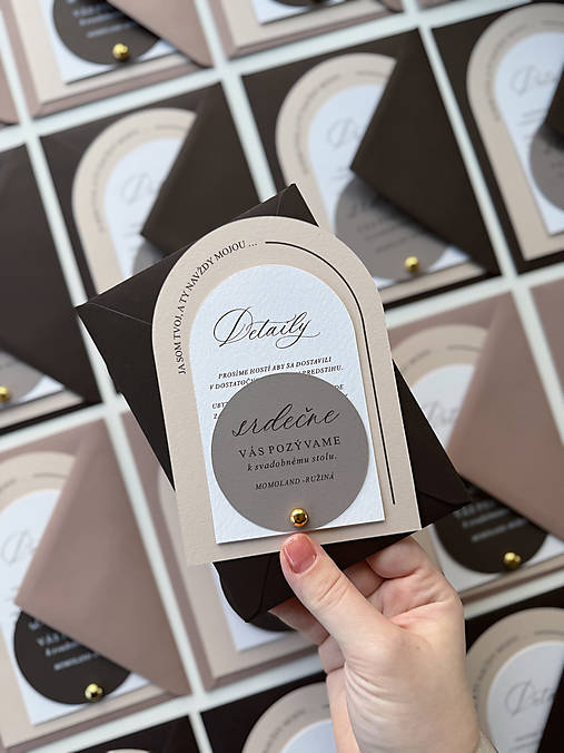 Papiernictvo - Svadobné oznámenie 308 Minimalist hnedé - 18198041_