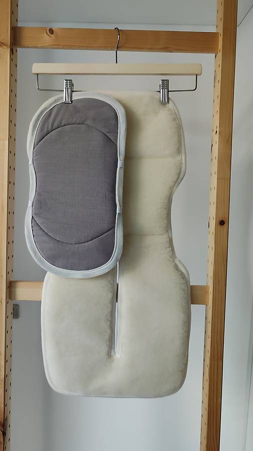 Detský textil - VLNIENKA Vložka proti poteniu do autosedačky JOIE i spin 360 100% Merino top super wash Natural 100% ľan šedý - 18198585_