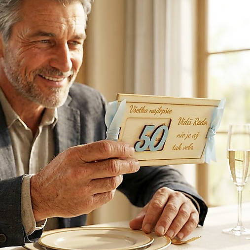 Vidíš 50 nie je až tak veľa drevená obálka na peniaze 20x10cm- MODRÁ