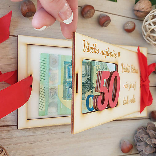 Vidíš 50 nie je až tak veľa drevená obálka na peniaze 20x10cm- MODRÁ