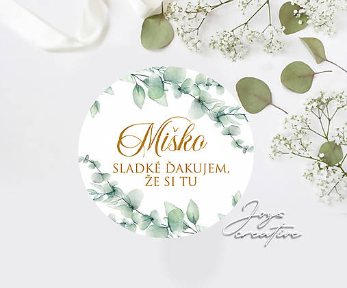 Okrúhle svadobné nálepky na výslužky s priemerom 40mm