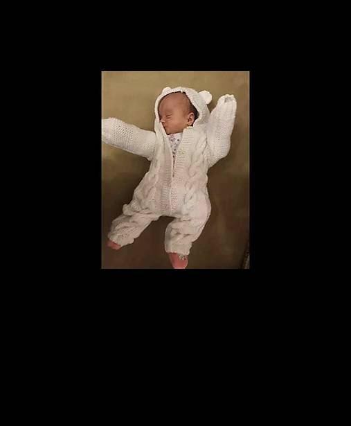 Overaly - Ručne štrikovaný biely overal. - 18198173_