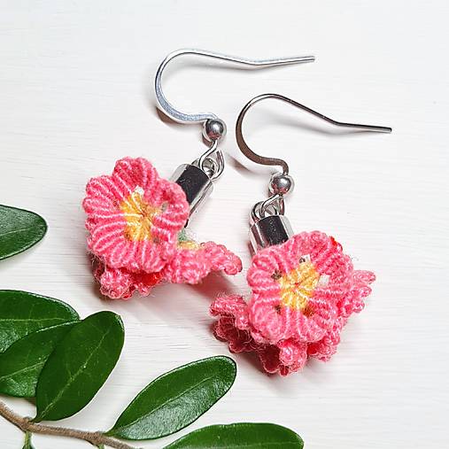 Náušnice - Makramé náušnice „Jarné kvety III“ - 18201420_