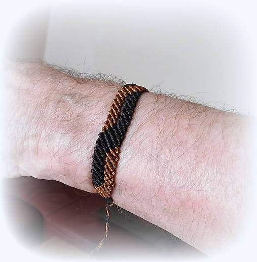Pánske šperky - mikro-makrame - náramok - dva odtiene hnedej - 18200494_