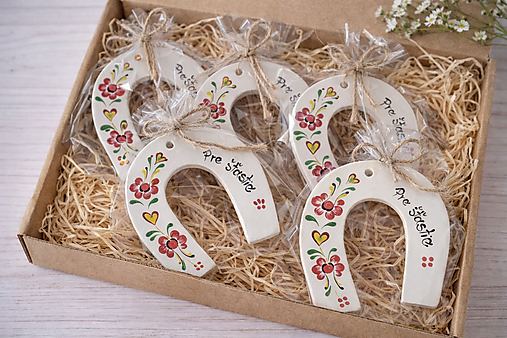 Magnetky - podkova pre šťasie/ľudový ornament - 18201614_