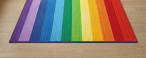 Obdĺžnikový dúhový koberec 80 × 100 cm – handmade Jelly Roll koberec