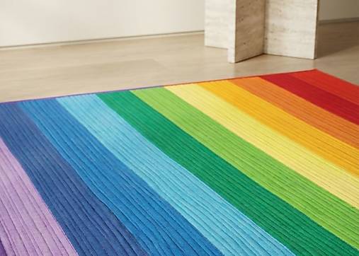 Obdĺžnikový dúhový koberec 80 × 100 cm – handmade Jelly Roll koberec