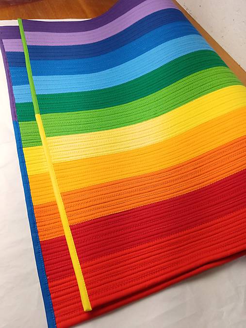 Obdĺžnikový dúhový koberec 80 × 100 cm – handmade Jelly Roll koberec