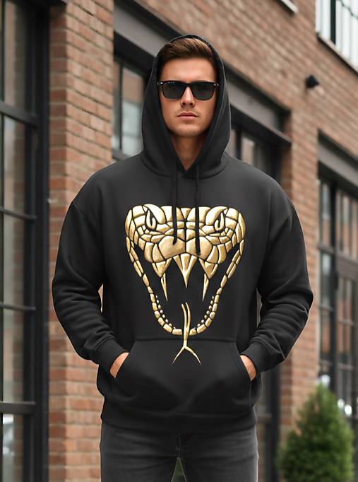 Pánske oblečenie - Pánska streetwear mikina 33 s 3D potlačou hada - 18200862_