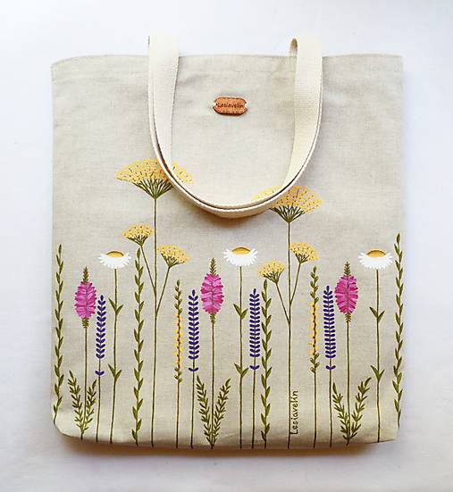 Veľké tašky - Veľká taška na rameno - Kvety (ručná maľba) - 18202212_