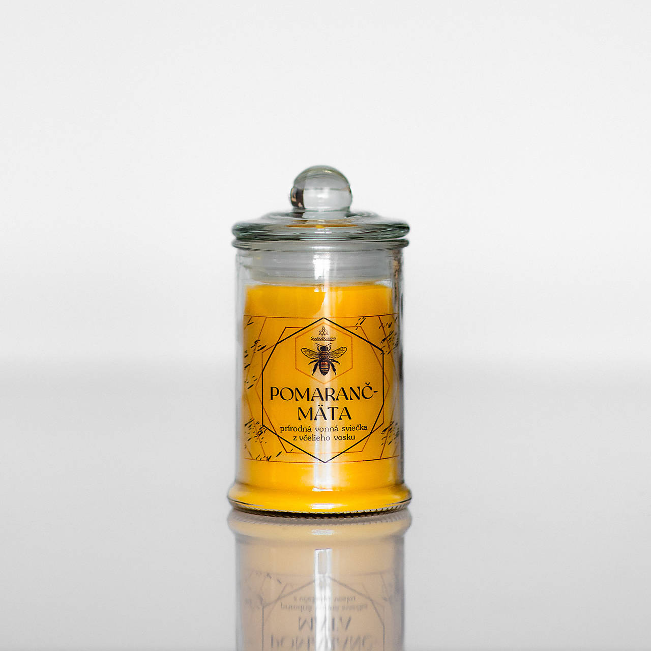 Sviečka zo 100% včelieho vosku v skle - Mäta&Citrón