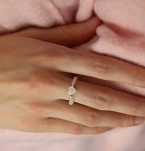 Prstene - Prsteň so srdiečkom - krištáľ - 18201883_