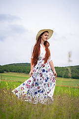 Sukne - PŮLKOLOVÁ DLOUHÁ ZAVINOVACÍ SUKNĚ - S MÁKY​​​​​​​ - 18203592_