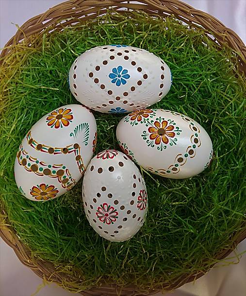 Dekorácie - Kraslice husacie madeirové farebné 1 - 18203733_