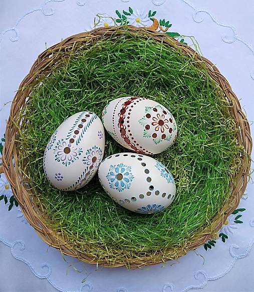 Dekorácie - Kraslice husacie madeirové farebné 2 - 18203771_