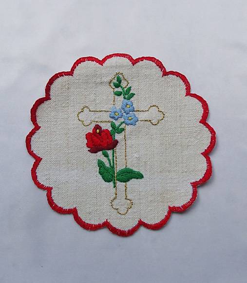 Úžitkový textil - Ručne vyšívaná dečka PS18 kruh priemer 15 cm - 18203833_