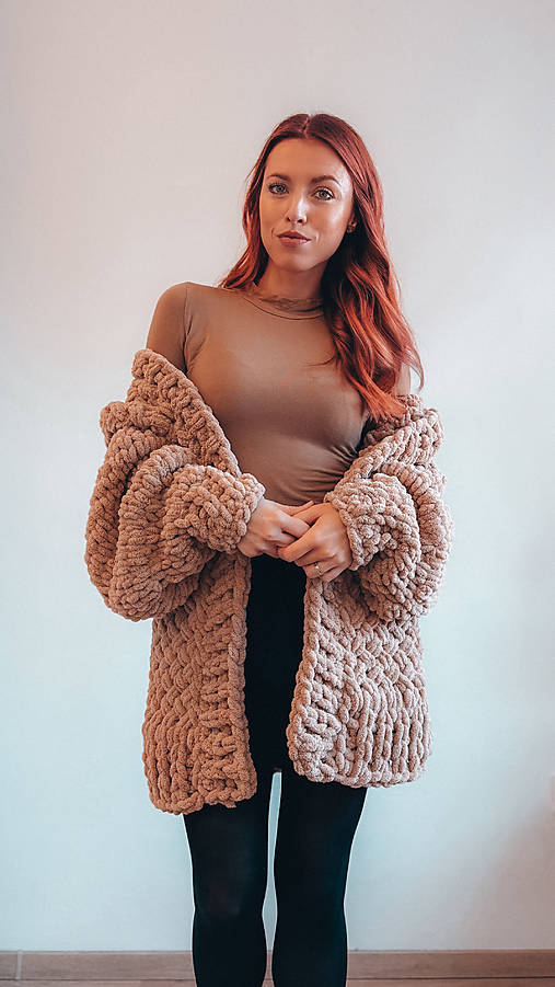 Svetre a kardigány - Chunky kardigan Hailey Cross- dlhý - 18202770_