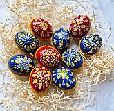 Dekorácie - Modro-červené kraslice do košíka - 18202850_