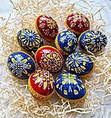 Dekorácie - Modro-červené kraslice do košíka - 18202851_