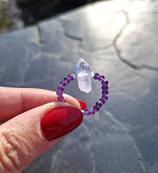 Prstene - Prsteň*diamant Herkimer purple*ametyst - 18201792_